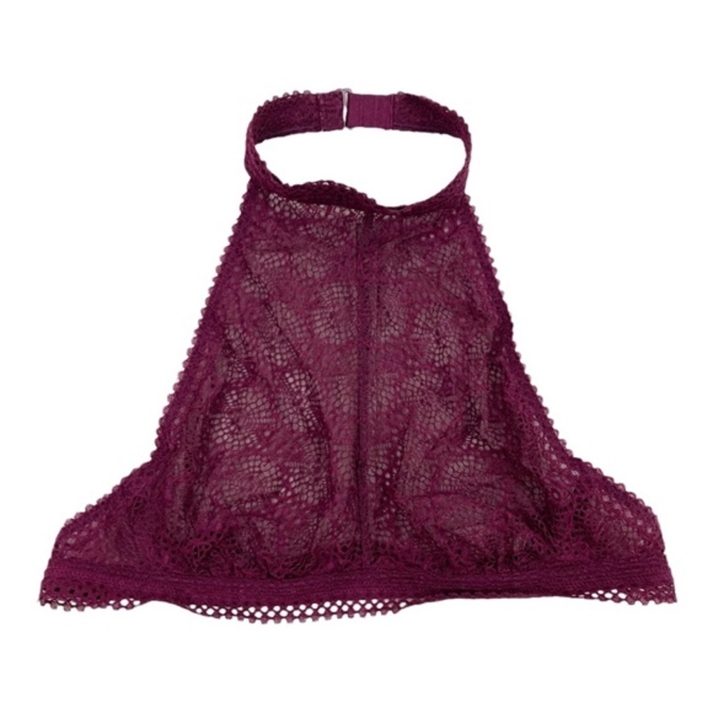 Victoria’s Secret Lace High Neck Bra Bralette Maroon Size XS - Picture 2 of 11